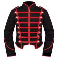 Veste militaire noire pour homme, broderie dorée imprimée, col montant, manches longues, fermeture boutonnée, coupe classique, adulte, été, printemps