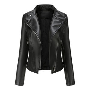 Veste en cuir véritable pour femme avec doublure douce, design zippé élégant et service OEM, veste en cuir pour femme à manches courtes - Product Image 6