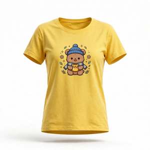 Camiseta de Cuello Redondo Estampada para Mujer, 100% Algodón, Corte Regular, Manga Corta, Informal, de BD - Product Image 1