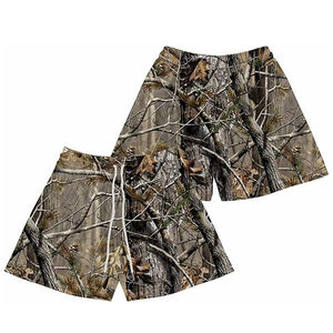 Shorts de sport amples pour hommes, personnalisables avec logo, imprimé motif arbre et jungle, camouflage 2 en 1, en toile 100% polyester, coupe-vent, avec cordon de serrage, vente en gros - Product Image 1