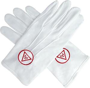Guantes Masónicos Royal Arch para Hombre, Guantes de Ceremonia de Algodón Blanco con Símbolo Bordado, Regalia Masónica - Product Image 5