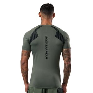 Camiseta Deportiva de Compresión de Manga Corta Verde Oliva para Hombre, Ropa Deportiva para Gimnasio, Entrenamiento, Fitness, Running - Product Image 2