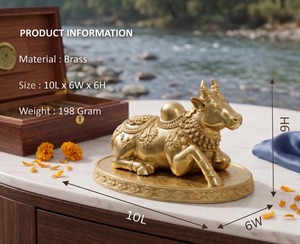 Ídolo de Nandi chapado en latón puro de Jaipur Metals |   Estatua Hindú Hecha a Mano 100% en Latón |   Regalo para el hogar, la oficina y la ceremonia Pooja |   10x6x6 cm |   198g - Product Image 3