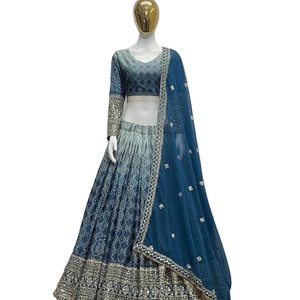 Último diseñador Heavy Chinon Seda Bordado Secuencia Trabajo Lehenga Choli Por Fab Zone - Product Image 1
