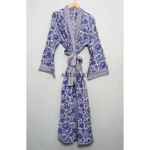 100% Cotton Digital Printed Floral Long Japanese Women's Kimono Robe <b>Dressing</b> <b>Gown</b> Bathrobe Women <b>Lightweight</b> for sleep wear - Product Image 5