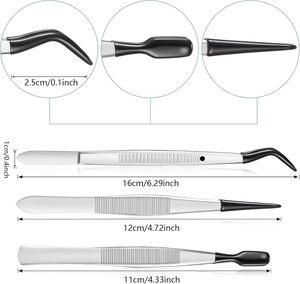 Ensemble de 3 pinces à épiler de précision en acier inoxydable, durables, avec pointe dentée, pour artisanat, timbres, perles, bijoux - Product Image 3