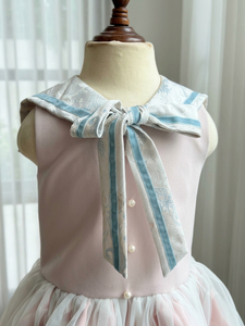 Vestido tutú rosa para niñas, vestido de fiesta sin mangas con cuello de marinero y lazo, falda de malla, vestido de cumpleaños, vestido Koko San - Product Image 4