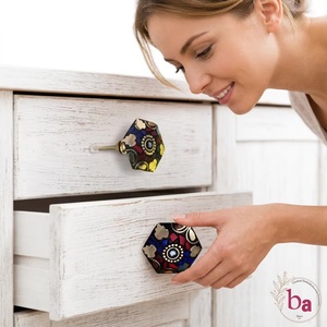 Ba Stone Glass Metal Cabinet Knob Mosaic Design Industrial Traditional Dresser Handle Durable Eco-Friendly Easy Furniture - Product Image 4