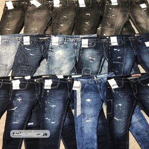 กางเกงยีนส์ผู้ชายแบบปะติดปะต่อ ตัดเย็บด้วยระบบอัตโนมัติ ย้อมสีแบบ Garment Dyed ทรงหลวม แต่งลายเสือดาว ปักลายฮิปฮอป กางเกงเดนิมผู้ชาย - Product Image 4