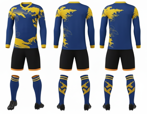 Custom Sublimated Soccer Jersey Set for Men Yellow Moisture Wicking Polyester Short Sleeve <b>Athletic</b> Football Uniform - Product Image 1
