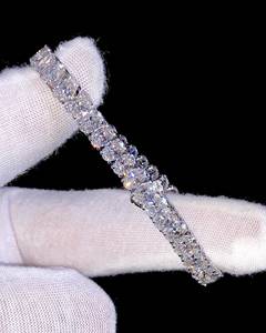 Moissanite Tennis <b>Bracelet</b> Brilliant Cut VVS Gold Plated <b>Silver</b> Anniversary Gift Her Dainty Claw Setting Trendy Wedding - Product Image 4
