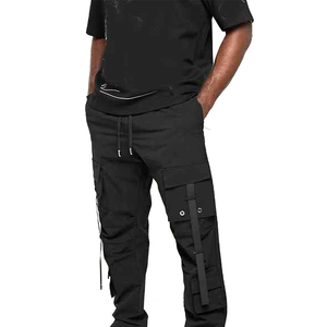 Pantalon cargo décontracté à taille mi-haute avec cordon de serrage, multi-poches, coupe droite ample, léger et respirant - Product Image 6