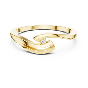 Anillo de Oro Amarillo con Diamantes en Espiral, Corte Brillante Redondo, Color G, Piedra Natural, Estilo Romántico, Anillo de Compromiso para Mujer - Product Image 1