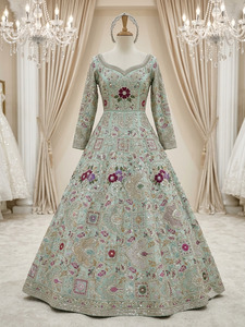Tissu en satin de soie brodé à motifs floraux pour robe, veste, abaya, kaftan, burqa, vêtements de mariée et de mariages, veste pour enfants. - Product Image 4