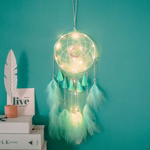 Atrapasueños Decorativo para el Hogar con Plumas y Luces, Anillo de Hierro, Decoraciones de Pared - Product Image 6