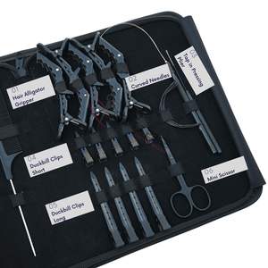 Kit d'outils pour extensions capillaires : Pince d'installation et de retrait de micro-perles, Crochet de tirage, Aiguilles courbées, Pinces crocodiles, Aiguilles courbées - Product Image 3