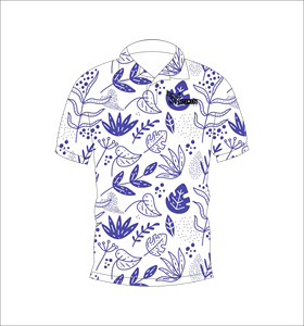 เสื้อโปโลพิมพ์ลายดอกไม้สีน้ำเงินแบบกำหนดเอง เสื้อโปโลแขนสั้นสำหรับกอล์ฟ ชุดกีฬาทีมลำลอง - Product Image 3