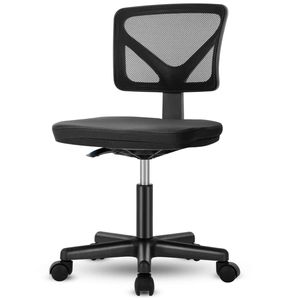 Sedia da Ufficio Ergonomica Senza Braccioli in Rete con Supporto Lombare, Girevole e con Rotelle - Product Image 1