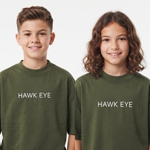 Camiseta Unisex para Niños al por Mayor, de Algodón Jersey, Corte Holgado, Hombros Caídos, Manga Corta, con Logotipo Personalizado, Estilo Casual - Product Image 4
