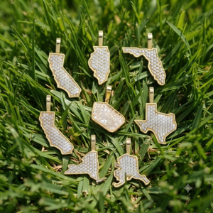 Colgantes y Dijes de Joyería Fina de Oro Sólido de 10K con Diamante Natural, Estilo Hip Hop Moderno, Minimalista y Personalizado, con Mapa de Estado a Elección - Product Image 5