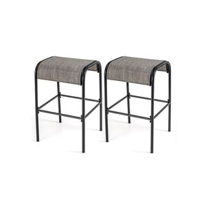 Sgabelli da Bar in Metallo con Seduta Curva in Tessuto, Arredamento da Esterno per Patio, Durevoli ed Eleganti - Product Image 1