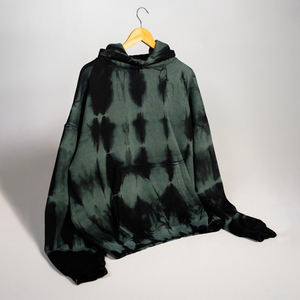 Sweat à capuche pour homme de haute qualité 100% coton, teinture pigmentaire, style streetwear vintage, en vert forêt et noir, sweat à capuche surdimensionné pour homme - Product Image 2