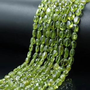 Natural <b>Peridot</b> Smooth Oval Shape Beads 6x8mm 14 Inches <b>Peridot</b> Smooth Beads for Jewellery Making - Product Image 1