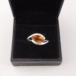 Stylish Handmade <b>Yellow</b> Citrine Gemstone Ring Marquise Cut Channel Setting Silver Plated Luxury Jewelry for Unisex Wedding Party - Product Image 1
