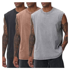 Débardeurs de sport pour hommes, T-shirts sans manches, T-shirts de musculation, T-shirts de gym délavés à l'acide, T-shirts de course et de plage coupe ample, pour la musculation - Product Image 1