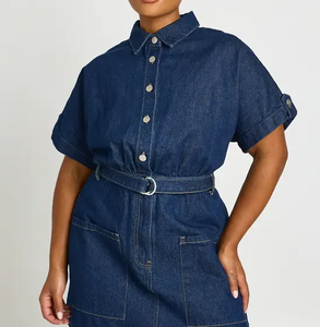 Robe débardeur en jean à col carré pour femme, style décontracté streetwear, printemps-été, couture de qualité, sur commande, OEM ODM - Product Image 3
