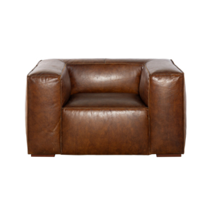 Fauteuil contemporain en cuir marron avec pieds en bois massif, canapé individuel confortable pour salon et appartement - Product Image 2