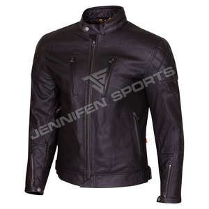 Chaqueta de Cuero para Motociclista, Estilo Biker Slim, 100% Cuero Genuino, de Alta Calidad, Precio al por Mayor, para Hombre - Product Image 3