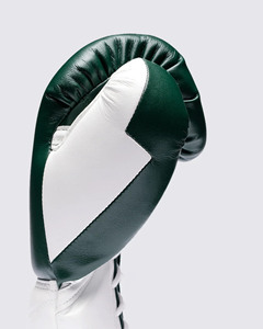 Guantes de boxeo de cuero verde y blanco con cordones, transpirables, para adultos, equipo de boxeo - Product Image 3