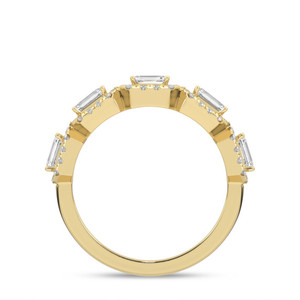 Bague de déclaration multi-pierres avec halo de diamants taille émeraude - Product Image 3