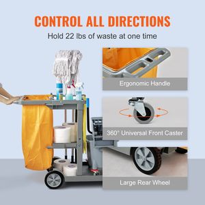 Janitorial รถเข็นทำความสะอาดสำนักงานพร้อมถุงพีวีซีสำหรับทำความสะอาด - Product Image 6