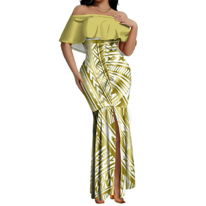 Nouvelle robe de soirée longue et élégante pour femme, style hawaïen, imprimé fleurs d'hibiscus, coupe sirène ajustée, avec fente, sur mesure - Product Image 3