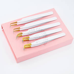 Venta al por mayor Pinzas aplicadoras de pestañas curvas | Pinzas de pestañas con punta de fibra de volumen para pestañas postizas - Product Image 1
