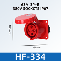 Prise industrielle HFE 63 Amp 3P+E 4 pôles 4P 380V 400V 415V 4 broches 4 pôles, connecteurs de prise industrielle 63A 4 broches à montage en surface