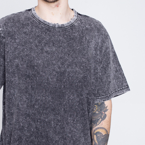 Camiseta de punto para hombre, estilo nuevo, corte regular, moda urbana, lavado ácido, 100% algodón, ecológica, de secado rápido y transpirable, al por mayor - Product Image 2