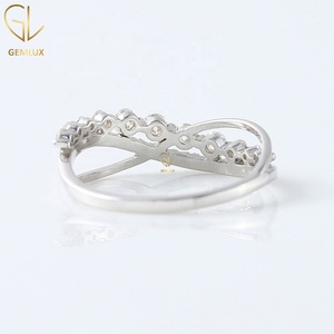 Round Cut Moissanite Wedding Band, 14K White Gold Criss Cross <b>Infinity</b> Twisted Band for Women Engagement Ring - Product Image 5