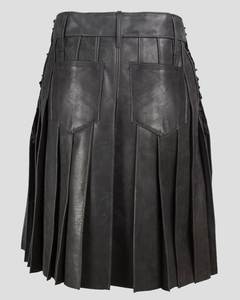 Jupe kilt gladiateur en cuir noir pour homme, costume sexy de la Renaissance avec ceinture - Écologique - Product Image 6