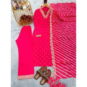 Ensemble de costume pour femme en soie modal lourde, haut, bas et dupatta pour les occasions spéciales - Product Image 1