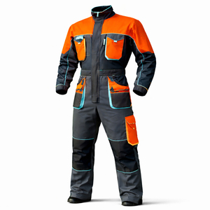 High Visibility Cotton Men's Workwear Safety Uniform Reflective Construction Coverall Durable Industrial Protective Clothing Set - Product Image 1