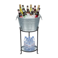 Bac à boissons moderne en métal galvanisé avec support, seau à vin en acier inoxydable, bac à boissons pour événements intérieurs et extérieurs