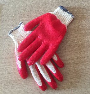 Red Cotton Latex Coated Cut-Resistant Knit Gloves Ambidextrous Pull on Cuff Household Cleaning Protection - Product Image 4