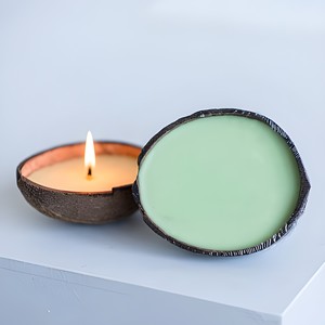 Bougie écologique en noix de coco, bougies durables en cire de coquille de coco, prix bas, pièces de décoration naturelle pour la maison - Product Image 6