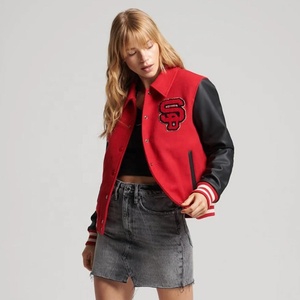 Women's 2026 Letterman <b>Jacket</b> Blue Cashmere Wool Body & <b>Pink</b> Real Leather Sleeves Black Sorority Varsity Jacketn - Product Image 3