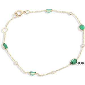 Natural Precious Emerald and Diamond Gemstone 18k <b>Solid</b> Yellow <b>Gold</b> Handmade Tennis Bracelets Jewelry <b>Gold</b> Plated for Wholesale - Product Image 5