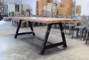 Modern Industrial High Quality Durable Heavy Cast Iron Base Mango Wood Top <b>Foldable</b> Dining <b>Table</b> for Farmhouse Home hotel - Product Image 4