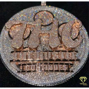 Men's Hip Hop Bling Diamond Round Big Pendant 925 Silver Moissanite Letter Name Logo <b>Medallion</b> - Product Image 4